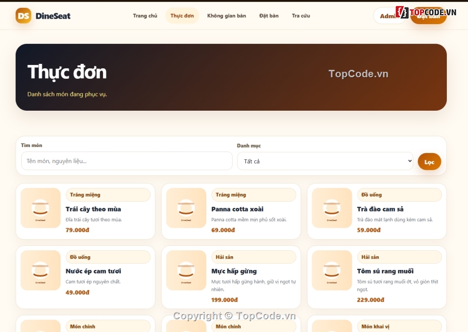 nhà hàng,Website đặt hàng,đặt bàn nhà hàng